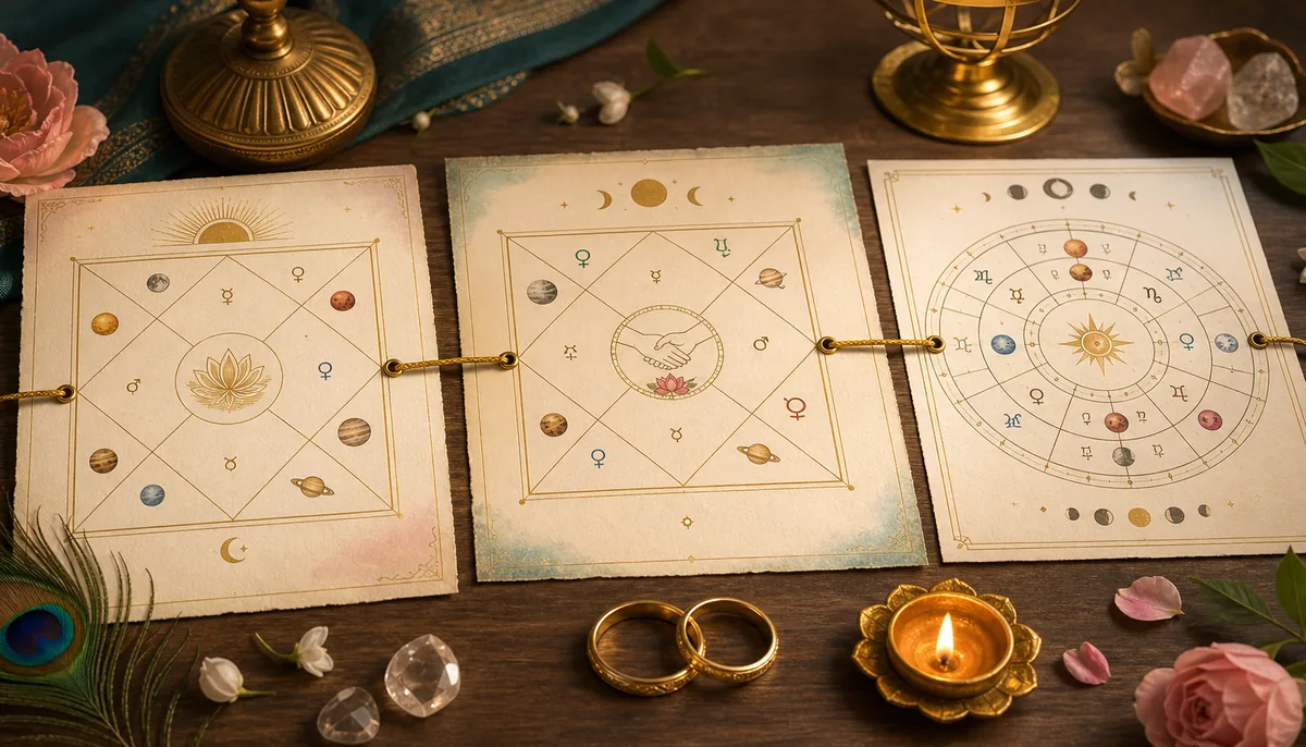 Three-step Navamsa D9 marriage reading workflow using birth chart promise, D9 confirmation, and timing indicators